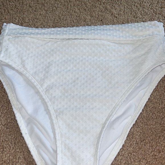Xhilaration White Textured Swim Bottom high waisted size medium swim wear - Picture 2 of 5